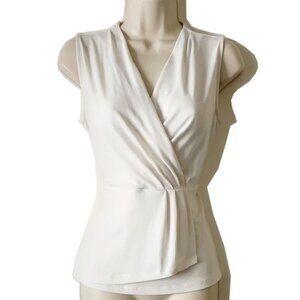 Banana Republic Faux Wrap Sleeveless Peplum Blouse XS Ivory
